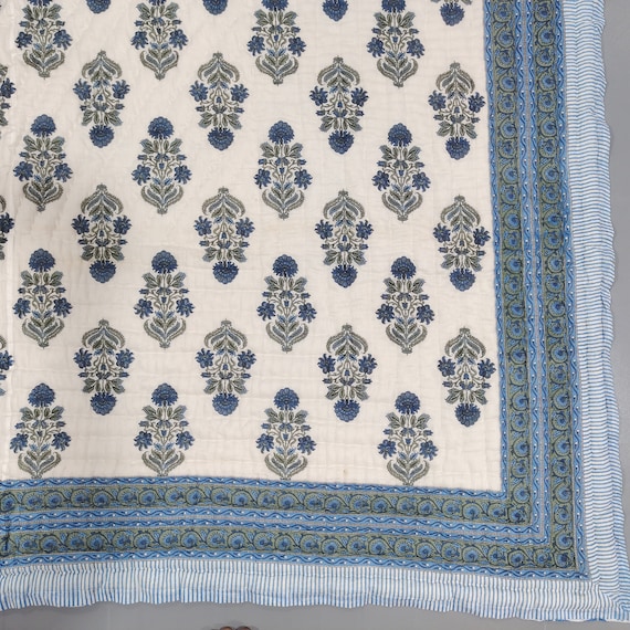 Organic Cotton, Hand Stitched, Reversible Quilt, Lightweight Bedding