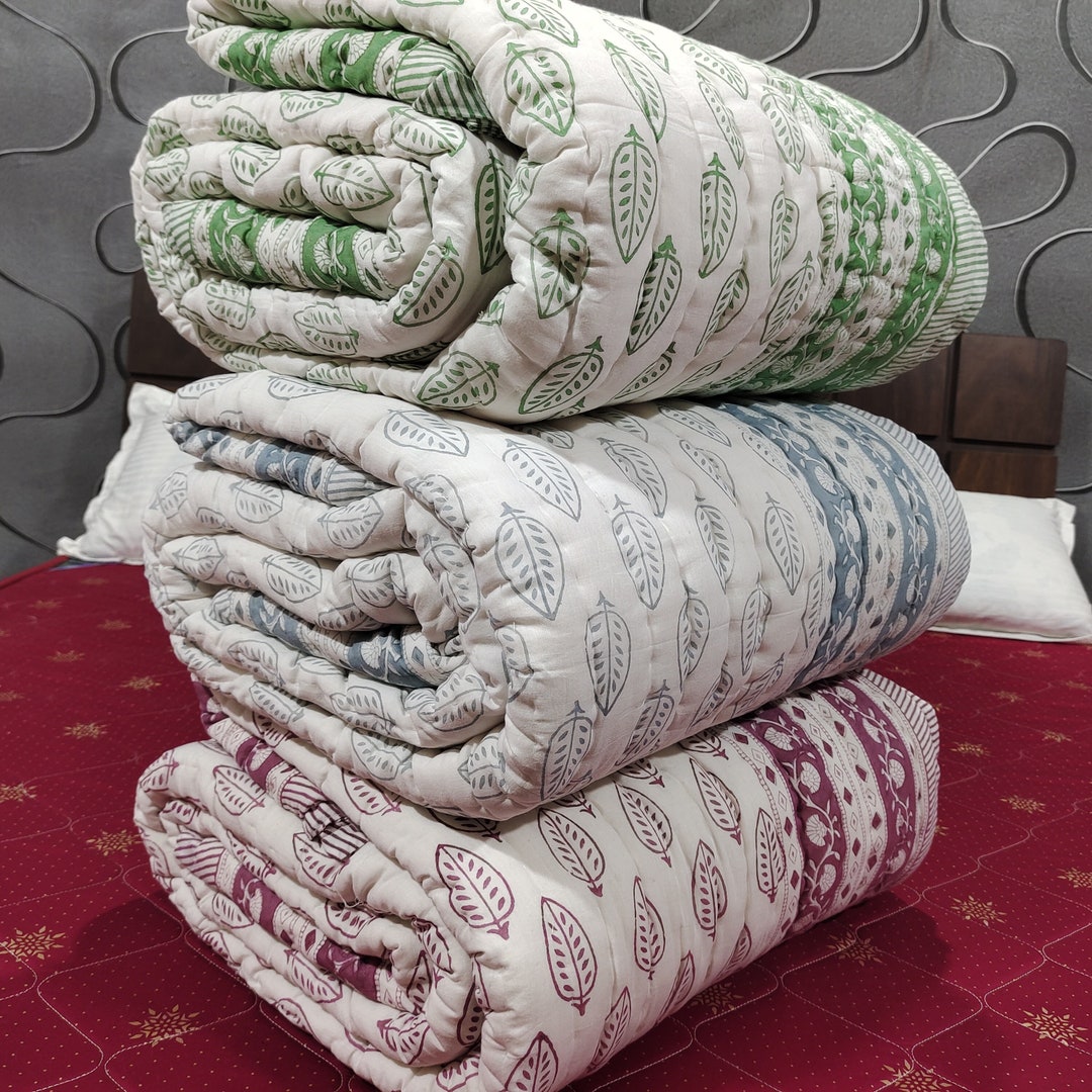 Handmade Rajai Indian Quilt, Jaipuri Rajai, Hand Block Print Quilt, - Etsy