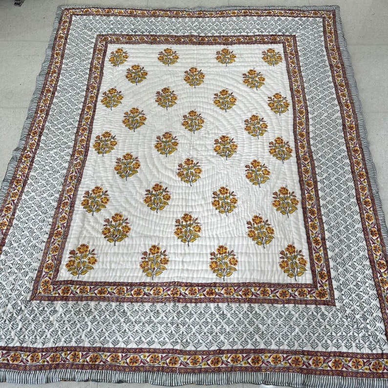 Anokhi Indian Jaipuri Block Print Quilt Printed Reversible Razai Cotton