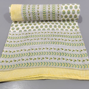 Hand Block Print Cotton Dohar: Reversible Indian Summer Quilt