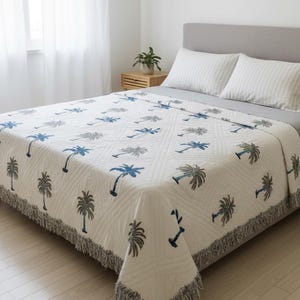 Hand Block Print Cotton Quilt: Indian Jaipuri Razai Bedcover