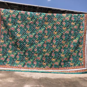 Trapunta in cotone fatta a mano | Trapunta block-print | Coperta boho | Trapunta Kantha super morbida | Piumino in cotone | Regalo di Natale