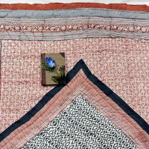 Hand Block Print Cotton Quilt: Reversible Floral Razai Bedspread