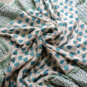 Handmade Block Print Cotton Quilt: Bohemian Indian Bedding