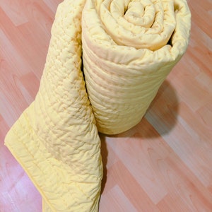 Yellow Kantha Quilt: Hand-Stitched Indian Cotton Bedspread