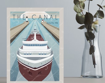 The Canal Retro Style Greeting Card