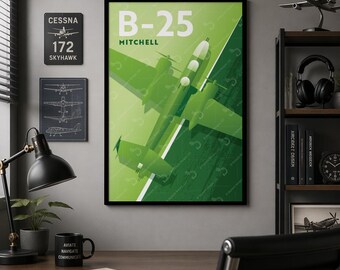 B-25 Mitchell Bomber Plane Poster | Matte Vertical Poster