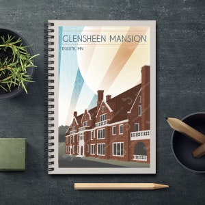 Glensheen Mansion Retro Style Spiral, Rule-Lined Notebook