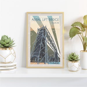 Aerial Lift Bridge Retro Style Poster