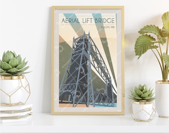 Aerial Lift Bridge Retro Style Poster