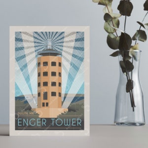 Enger Tower Retro Style Greeting Card