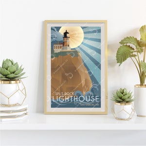 Split Rock Lighthouse Retro Style Poster