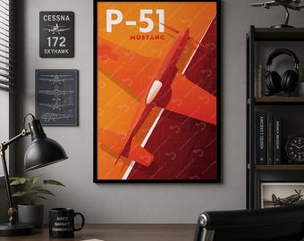 P-51 Mustang Vintage Airplane Poster | Matte Vertical Poster