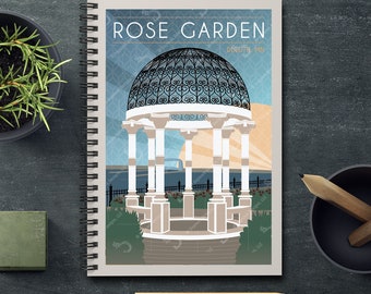 Rose Garden Gazebo Retro Style Spiral, Rule-Lined Notebook