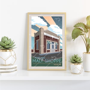 Portland Malt Shoppe Retro Style Poster