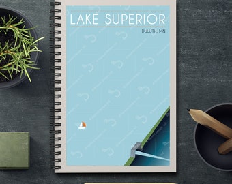 Lake Superior Minimalist Spiral, Rule-Lined Notebook