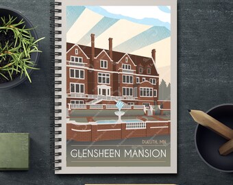 Glensheen Mansion South Retro Style Spiral, Rule-Lined Notebook