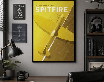 Supermarine Spitfire Poster | Vintage Aircraft Matte Vertical Print