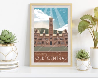 Old Central HIgh School Retro Style Poster