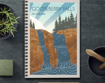 Gooseberry Falls Retro Style Spiral, Rule-Lined Notebook