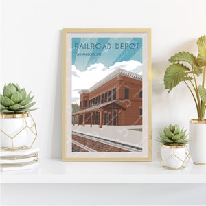 Railroad Depot Retro Style Poster