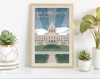 Minnesota State Capitol Retro Style Poster