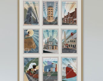 Landmark Retro Style Postcard Pack