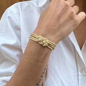 Bracelet marocain fait main avec fil d'or Amina | Noeud réglable