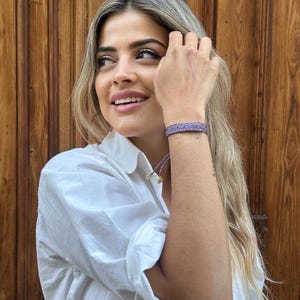 Handgemachte marokkanische Goldfaden Armband Khadija Winterfarben | Verstellbares Sfifa Armband