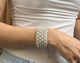 Vintage Carved White Marble Bangle Bracelet 8 Inches, Asymmetrical