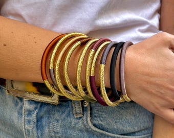 Gold Thread Moroccan Bangle Dalila | Sfifa Woven Bracelet, Boho Stacking Jewelry