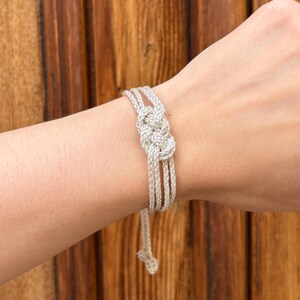 Handmade Moroccan Gold Thread Bracelet Amina | Adjustable Knot Design Silver