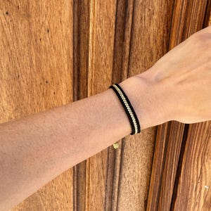 Adjustable Nour thin Sfifa Gold Thread Woman Bracelet | Handmade Moroccan Jewelry | Unique Gift Idea for Her | Gold & Black Color | Lamu