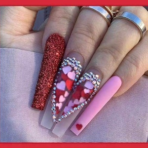 Red Bling Nails 