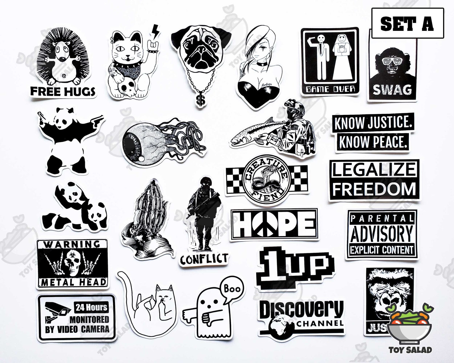 100 pcs Black & White Vinyl Stickers Pack | Etsy