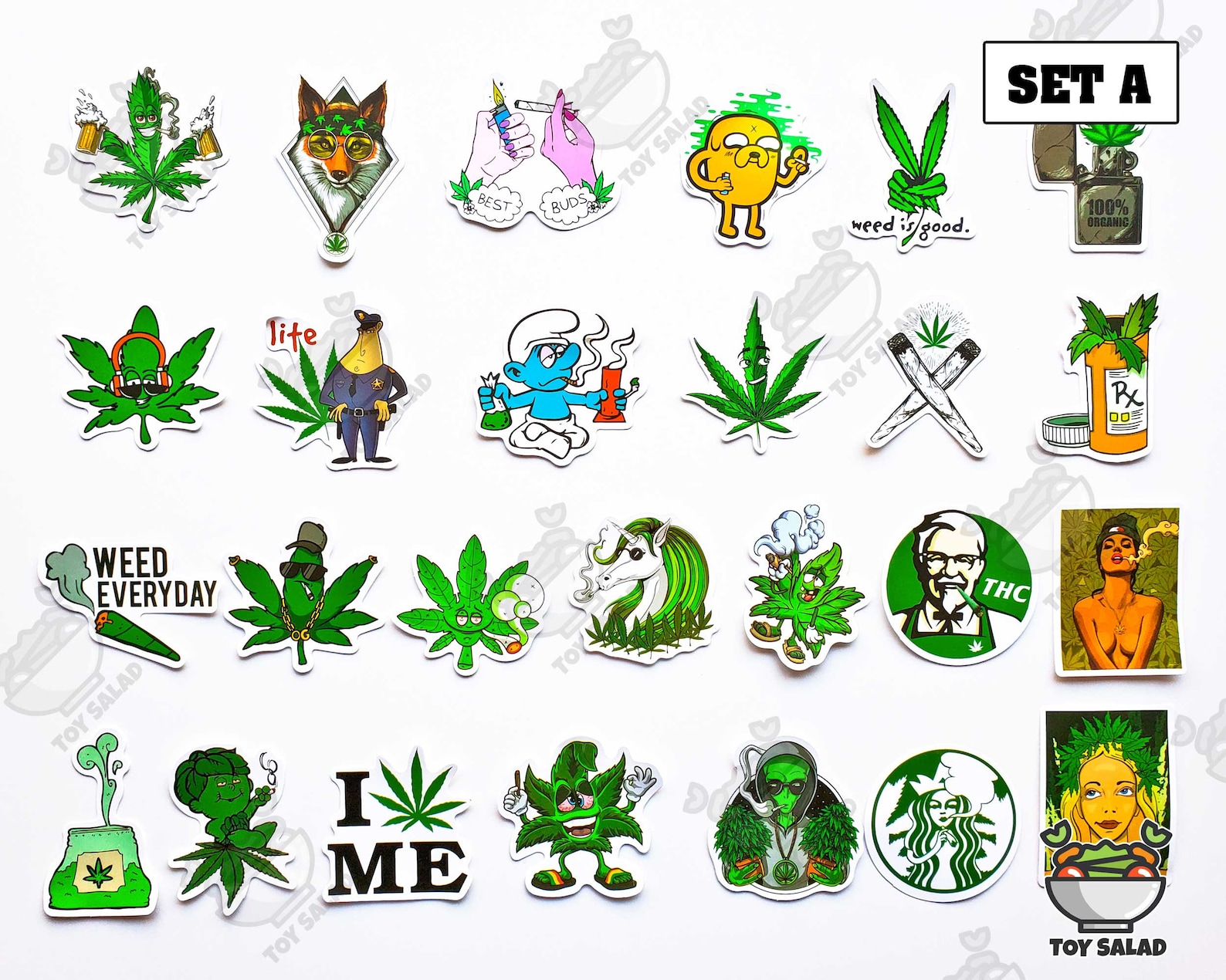 50 pcs Smoking Sticker Pack Weed Leaf Cannabis Etsy