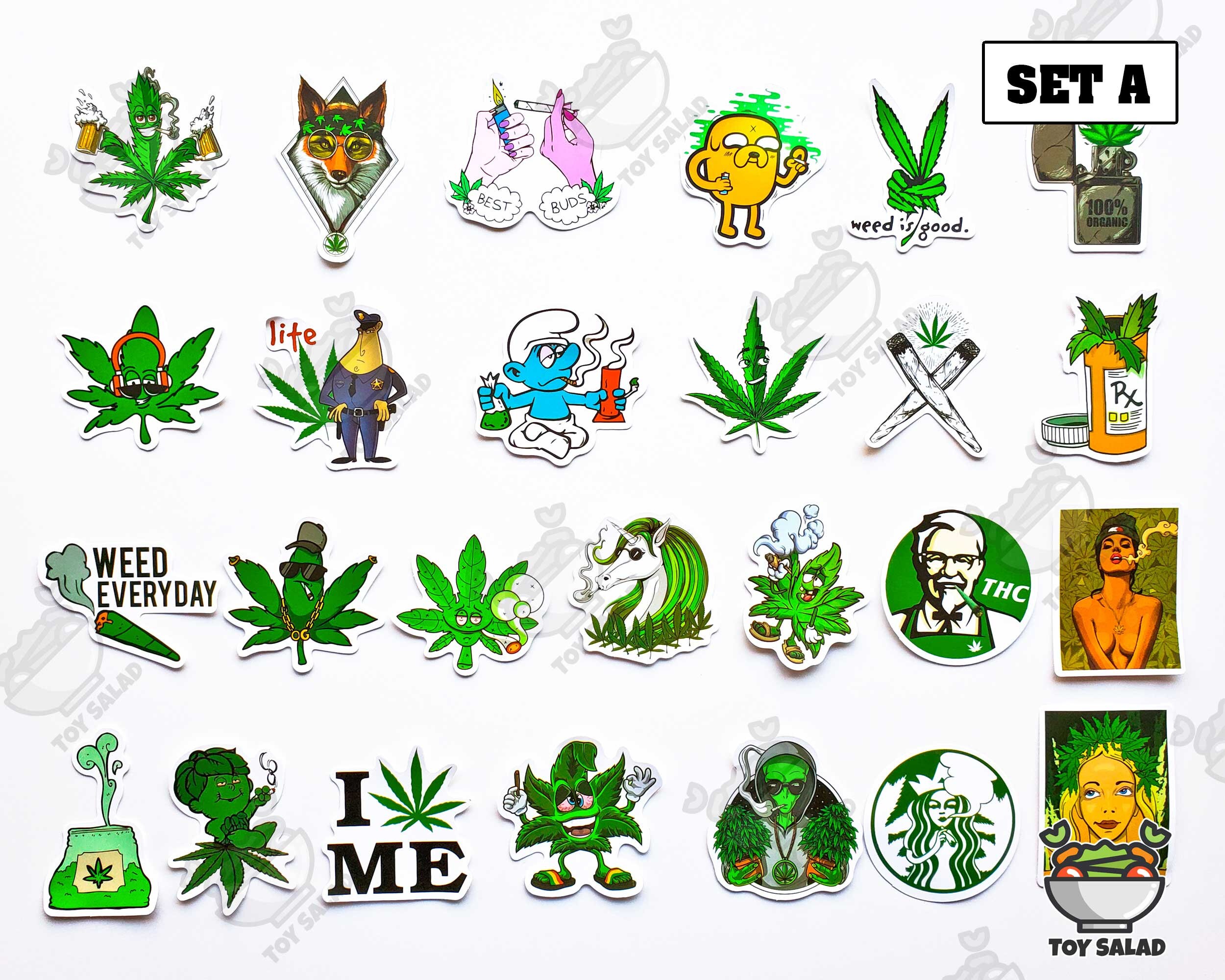 50 pcs Smoking Sticker Pack Weed Leaf Cannabis Etsy