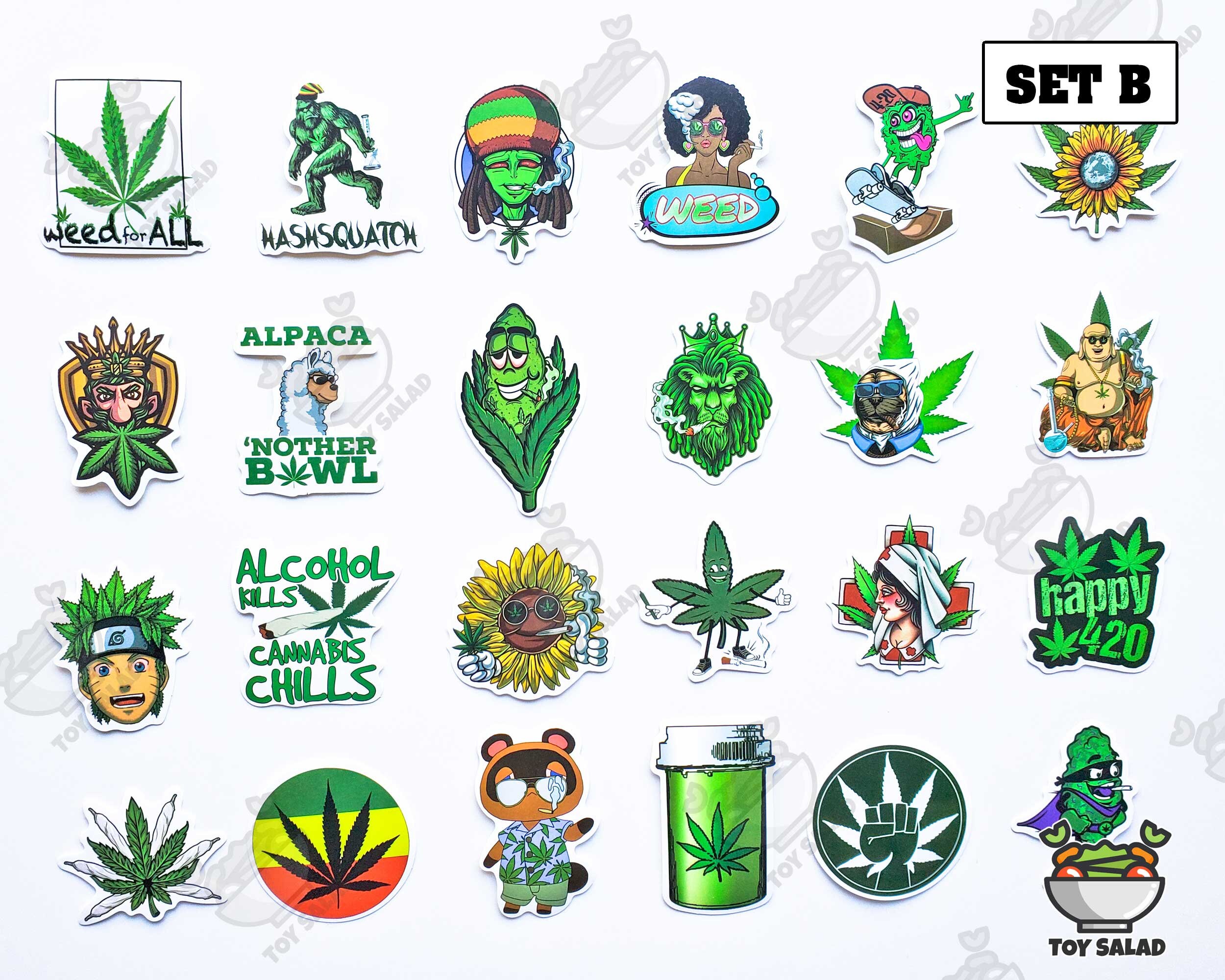 50 pcs Smoking Sticker Pack Weed Leaf Cannabis Etsy
