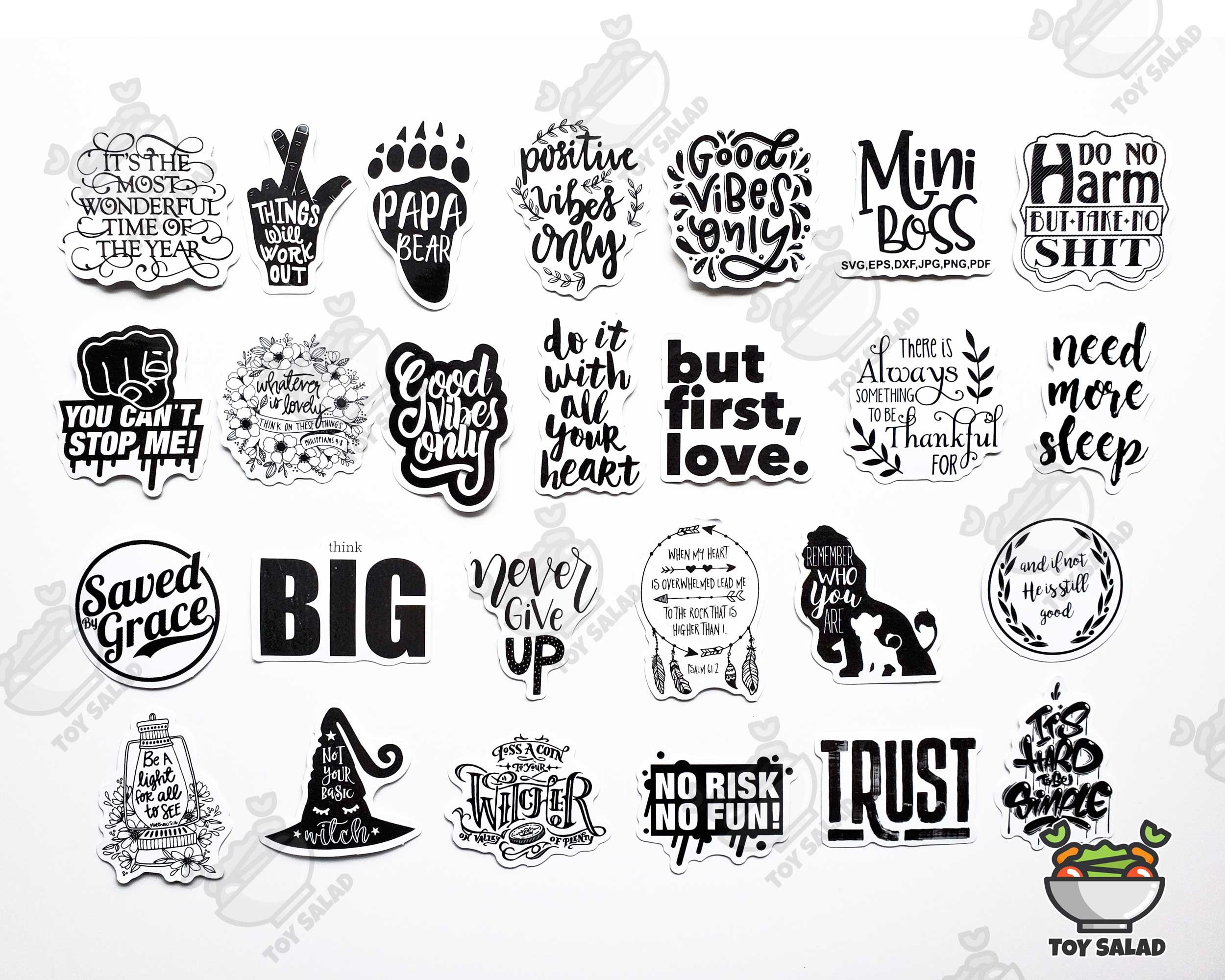 50 pcs Inspirational Quotes Black & White Sticker Etsy