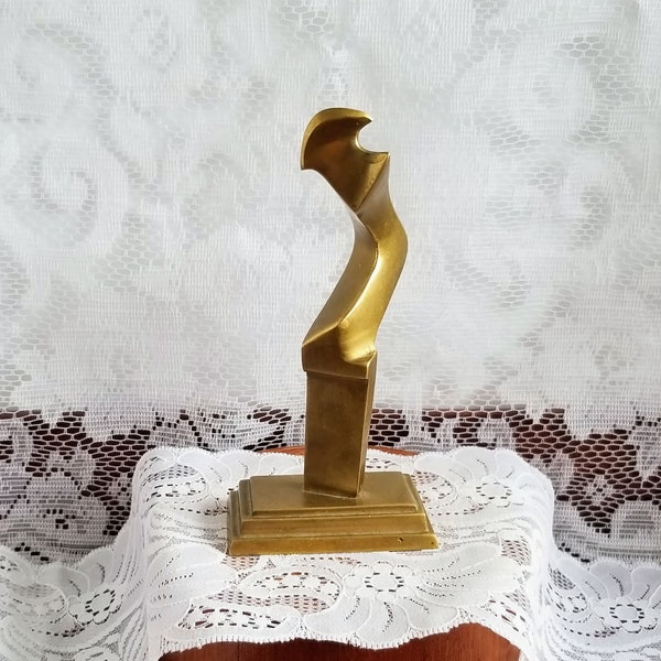 Modernist Dada Solid Brass/Bronze Table Movement Sculpture  -Style of Jean Hans Arp - In Great Condition - Approx. 6" Tall - Unusual Piece!