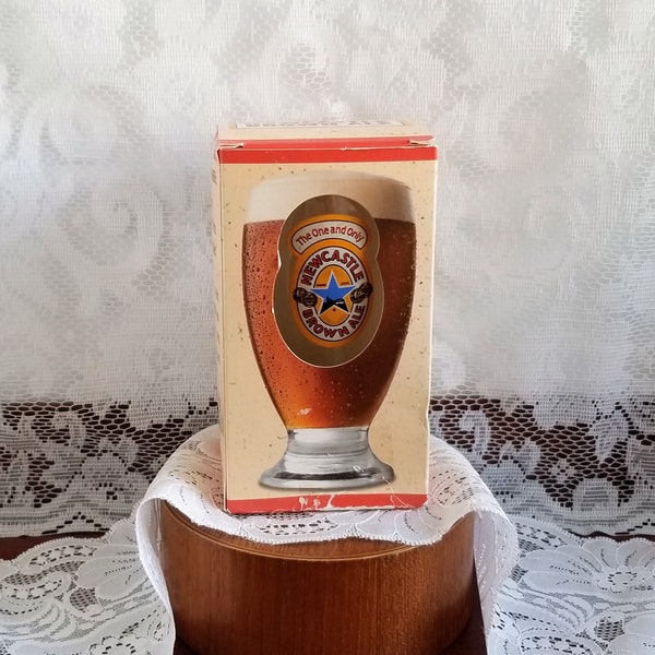 NewCastle English Brown Ale - The One & Only Ale Quality Beer Glass -Collectible - Barware -Bar Decor -5 1/2 " tall - Great for a Cold Beer!