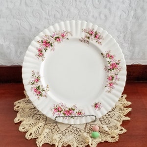 Royal Albert Lavender Rose Plate- 10 1/2 inches Dinner Plate - Nice shape -Some Wear on Gold Trim/Roses Great Color - Seven are available