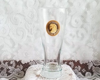 Tall Cheval Blanc Canadian Ale Quality Beer Glass -Collectible -Bar ware - Glass is 7 inches tall - Great for a Cold Beer! In Great Shape