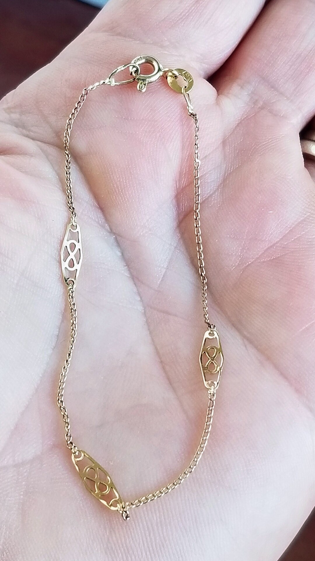 Gold Chain Bracelet 10K Vintage Minimalist Solid Gold Chain Etsy