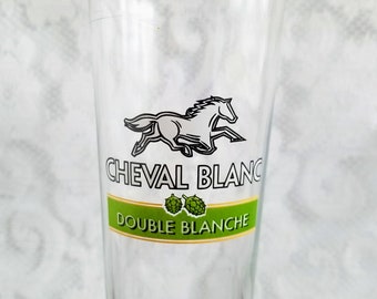 Tall Cheval Blanc Double Blanche Canadian Ale Quality Beer Glass -Collectible- Barware -It is 9 inches tall- 12 oz -For a Cold Beer Amazing!