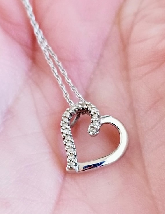 10k Heart With Small Diamond Pendant Small Diamond Cut Heart 10k