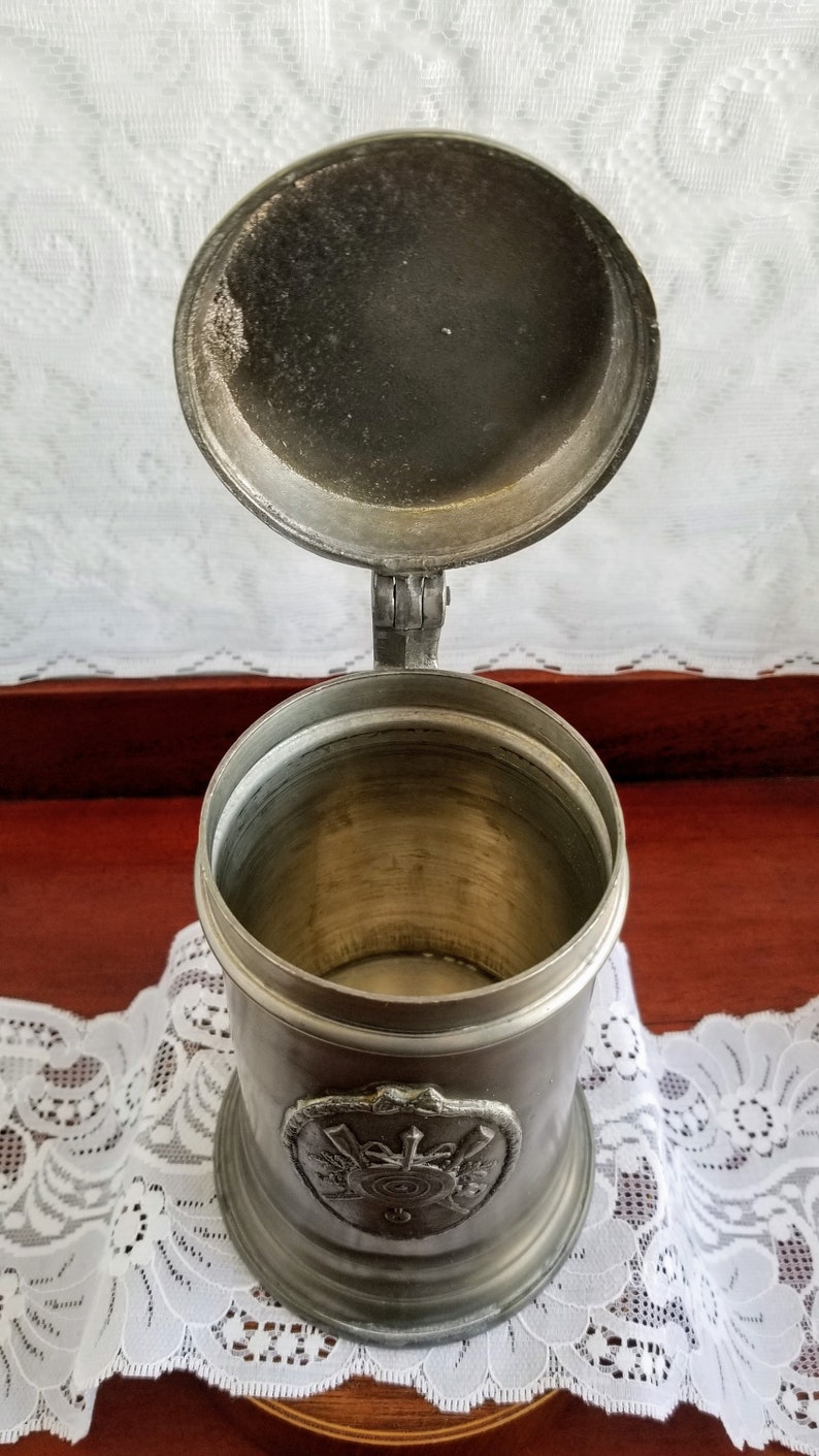 Antique Pewter Hunter Glass Amazing Condition Deer Head Etsy