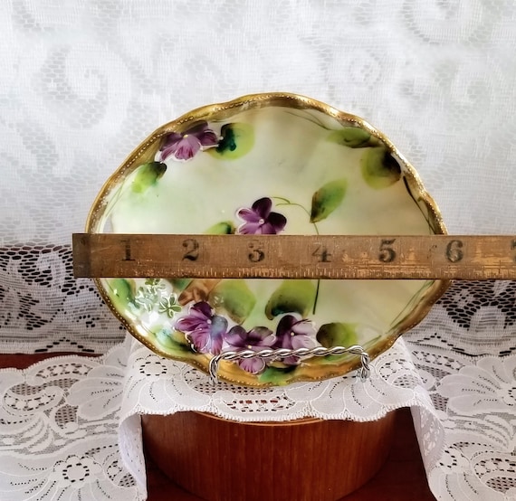 Antique Nippon Porcelain Hand Painted Purple Violets With Gold
