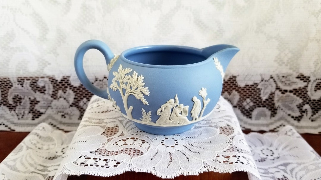 Wedgwood Light Blue Jasperware Greeks Vintage Milk Creamer Made in