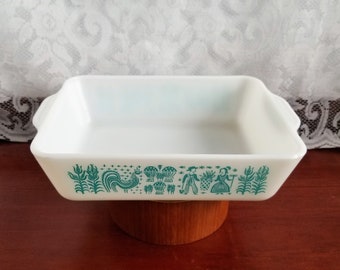 Vintage Pyrex Turquoise Butterprint Pilgrim 503 Casserole Dish- Pyrex Dish  1 1/2 QT - Length 8" -In Amazing Shape! - No Lid